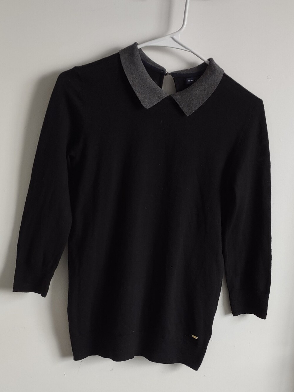 Black Sweater with Gray Collar - Men's Classic Knit